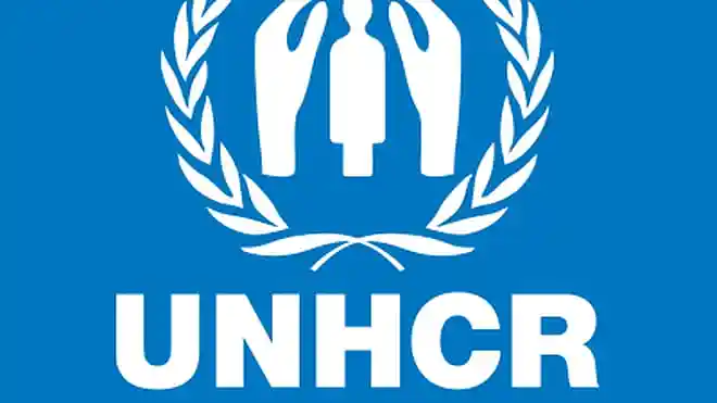 UN Refugee Agency (UNHCR) logo marking the 75th anniversary of the 1951 Refugee Convention