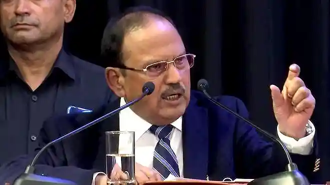NSA Ajit Doval speaks at a lecture on Rashtriya Ekta Diwas in New Delhi.