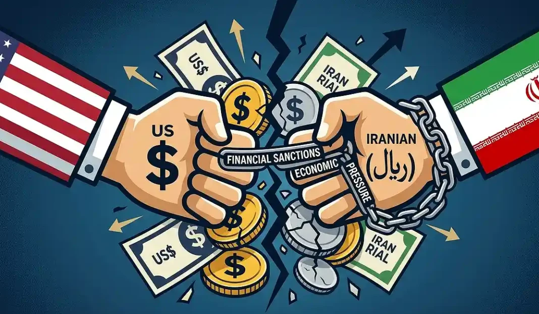 A symbolic image of financial war between USA and Iran