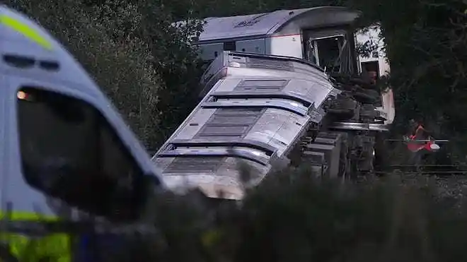 At least three carriages overturned after a commuter train derailed near Lewes in southeast England