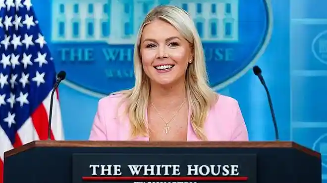 White House press secretary Karoline Leavitt speaks to reporters at the White House