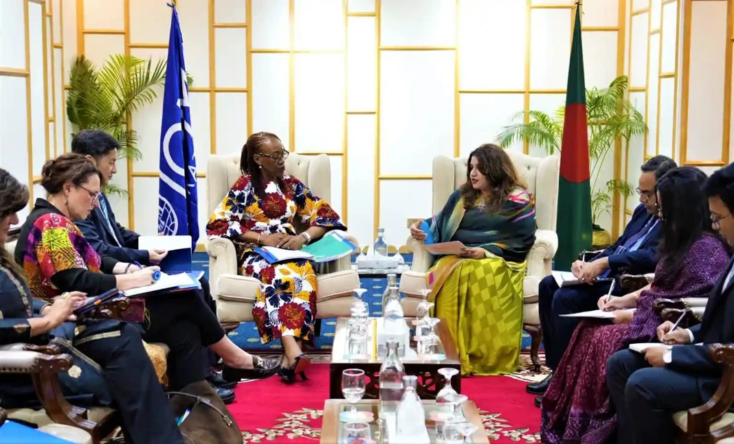 State Minister for Foreign Affairs of Bangladesh Shama Obaed Islam MP and Deputy Director General (DDG) of Operations of the International Organization for Migration (IOM) Ugochi Daniels