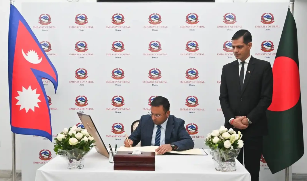Bangladesh Foreign State Minister Signs Condolence Book for Nepal Flood